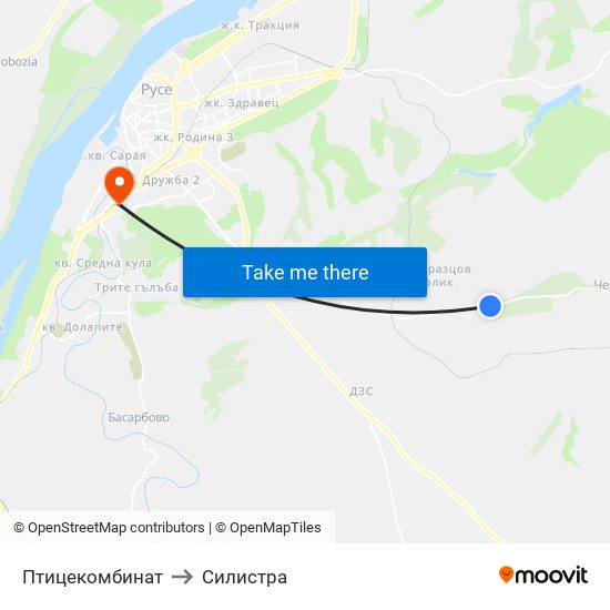 Птицекомбинат to Силистра map