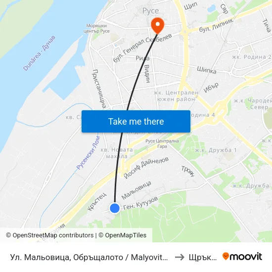 Ул. Мальовица, Обръщалото / Malyovitsa Street, Terminus to Щръклево map