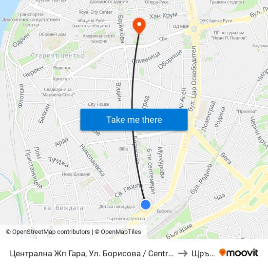 Централна Жп Гара, Ул. Борисова / Central Railway Station, Borisova Street to Щръклево map