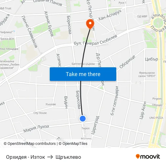 Орхидея - Изток / Orhideya - East to Щръклево map