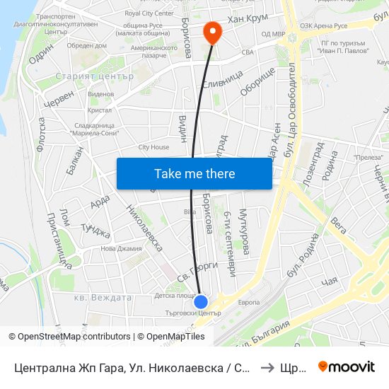 Централна Жп Гара, Ул. Николаевска / Central Railway Station, Nikolaevska Street to Щръклево map