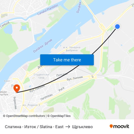 Кв. Слатина - Изток to Щръклево map