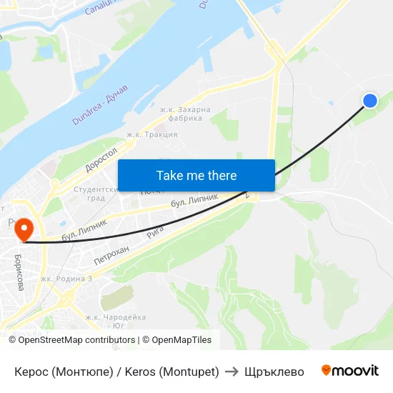Керос (Монтюпе) / Keros (Montupet) to Щръклево map