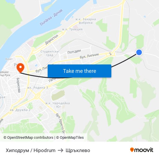 Хиподрум / Hipodrum to Щръклево map