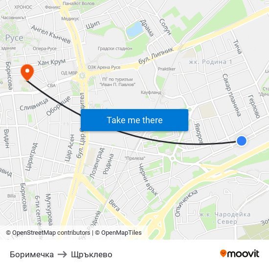 Боримечка to Щръклево map