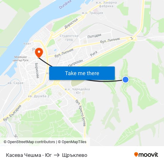 Касева Чешма - Юг to Щръклево map