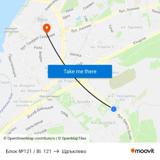 Блок №121 / Bl. 121 to Щръклево map