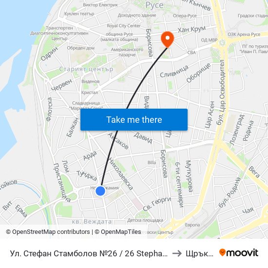 Ул. Стефан Стамболов №26 to Щръклево map