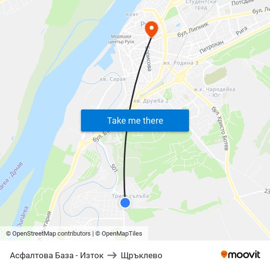 Асфалтова База - Изток to Щръклево map