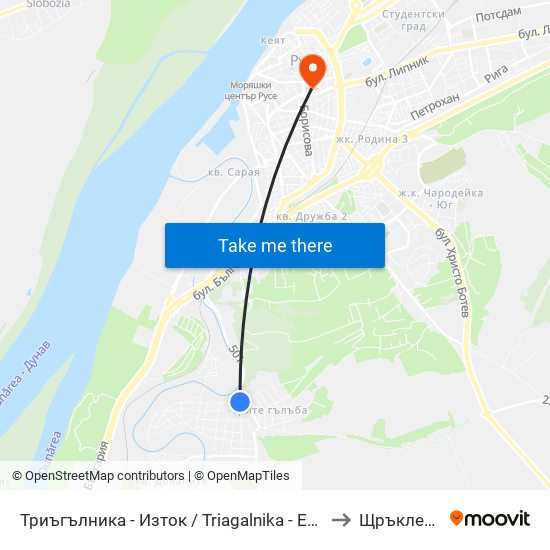 Триъгълника - Изток to Щръклево map