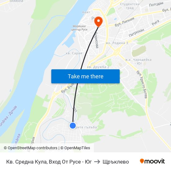 Кв. Средна Кула, Вход От Русе - Юг to Щръклево map