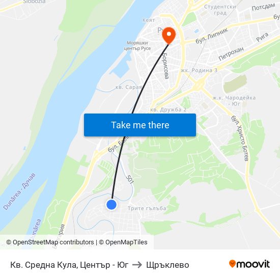 Кв. Средна Кула, Център - Юг to Щръклево map