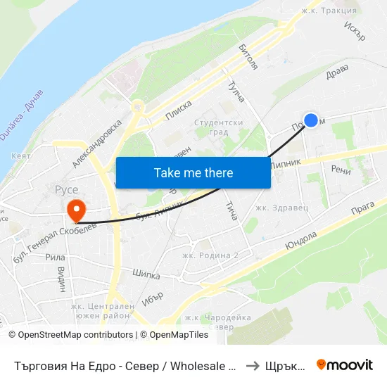Търговия На Едро - Север / Wholesale Market - North to Щръклево map