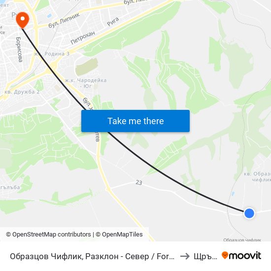 Кв. Образцов Чифлик, Разклон - Север to Щръклево map