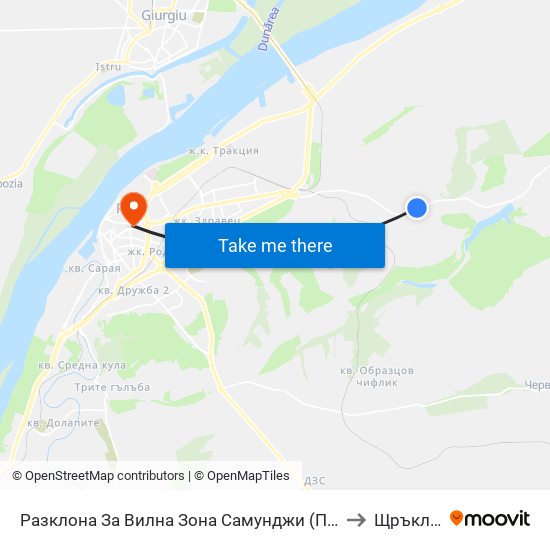 Разклона За Вилна Зона Самунджи (Посока Русе) to Щръклево map