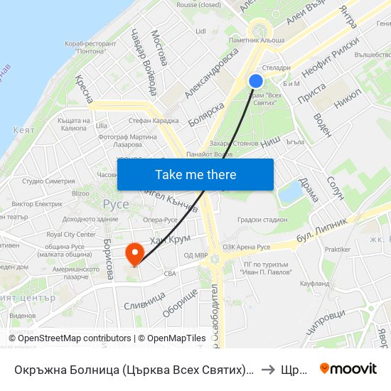 Окръжна Болница (Църква Всех Святих) to Щръклево map