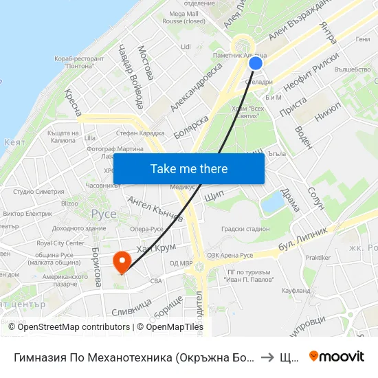 Гимназия По Механотехника (Окръжна Болница) / High School Of Mechanical Engineering (District Hospital) to Щръклево map