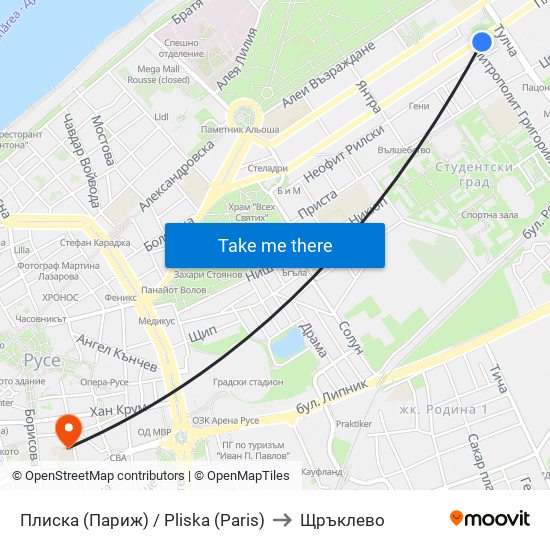 Париж to Щръклево map