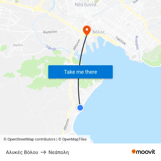 Αλυκές Βόλου to Νεάπολη map
