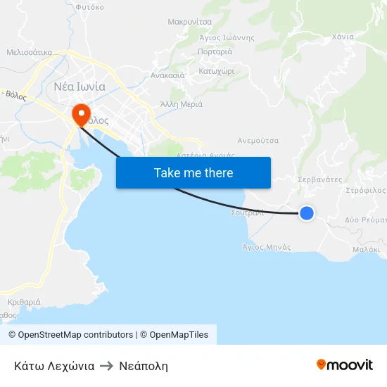 Κάτω Λεχώνια to Νεάπολη map