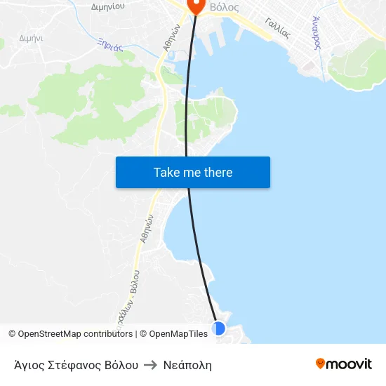 Άγιος Στέφανος Βόλου to Νεάπολη map