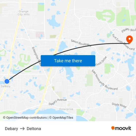 Debary to Deltona map