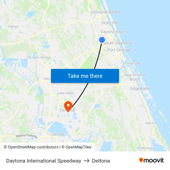 Daytona International Speedway to Deltona map