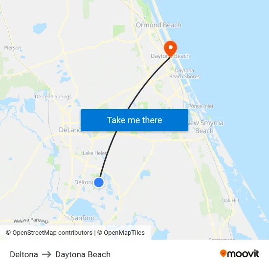 Deltona to Daytona Beach map