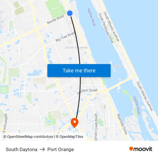 South Daytona to Port Orange map