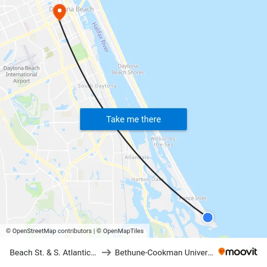 Beach St. & S. Atlantic Ob to Bethune-Cookman University map