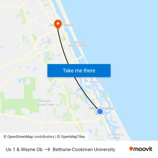 Us 1 & Wayne Ob to Bethune-Cookman University map