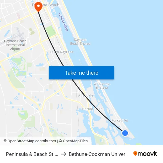 Peninsula & Beach St. Ib to Bethune-Cookman University map