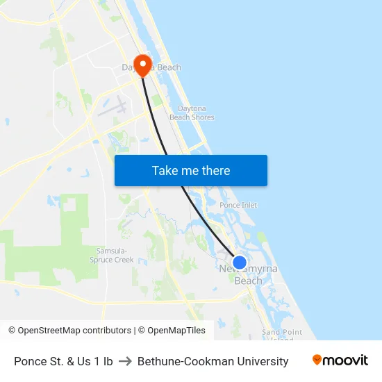 Ponce St. & Us 1 Ib to Bethune-Cookman University map