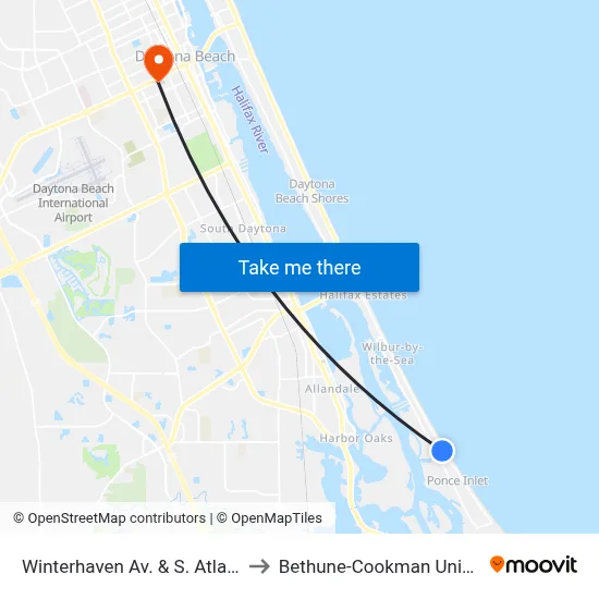 Winterhaven Av. & S. Atlantic Ib to Bethune-Cookman University map
