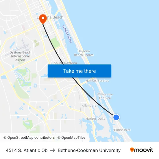 4514 S. Atlantic Ob to Bethune-Cookman University map