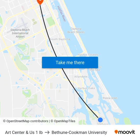 Art Center & Us 1 Ib to Bethune-Cookman University map