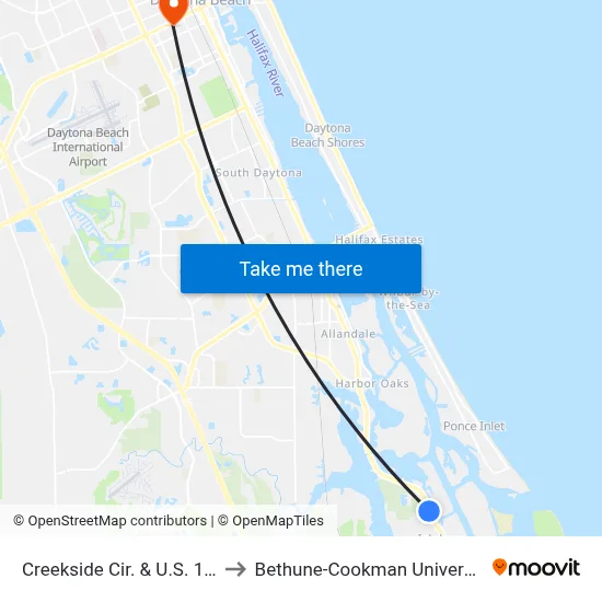 Creekside Cir. & U.S. 1 Ib to Bethune-Cookman University map
