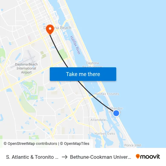 S. Atlantic & Toronito Ob to Bethune-Cookman University map
