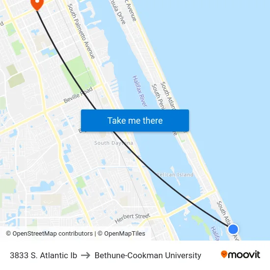 3833 S. Atlantic Ib to Bethune-Cookman University map
