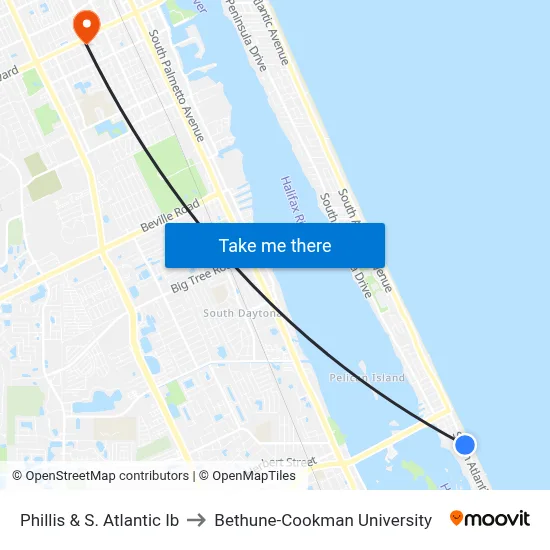 Phillis & S. Atlantic Ib to Bethune-Cookman University map