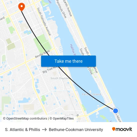S. Atlantic & Phillis to Bethune-Cookman University map