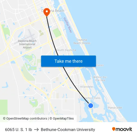 6065 U. S. 1 Ib to Bethune-Cookman University map
