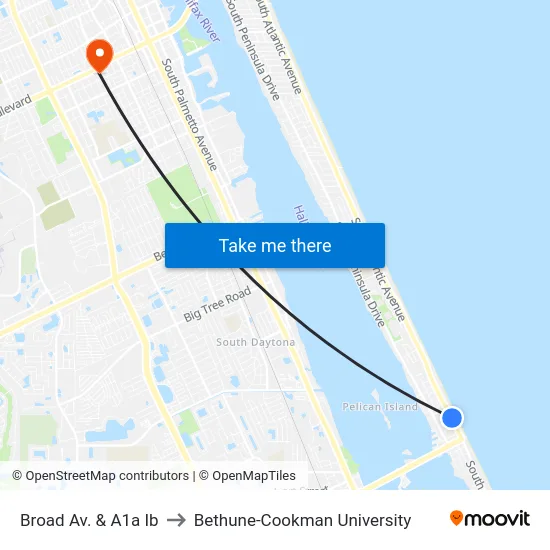 Broad Av. & A1a Ib to Bethune-Cookman University map