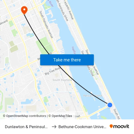 Dunlawton & Peninsula Ob to Bethune-Cookman University map