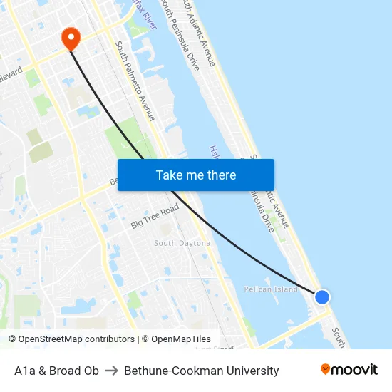 A1a & Broad Ob to Bethune-Cookman University map