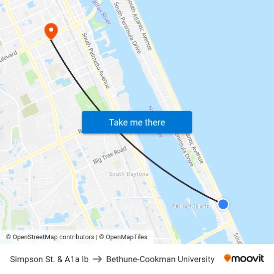 Simpson St. & A1a Ib to Bethune-Cookman University map