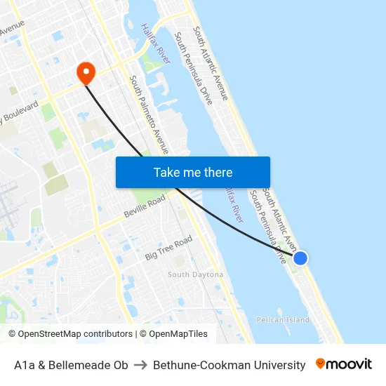 A1a & Bellemeade Ob to Bethune-Cookman University map