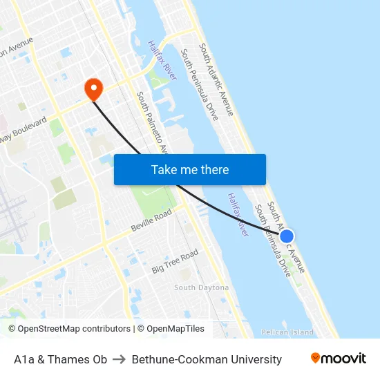 A1a & Thames Ob to Bethune-Cookman University map