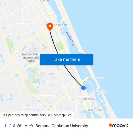 Us1 & White to Bethune-Cookman University map