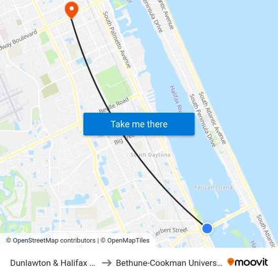 Dunlawton & Halifax Ob to Bethune-Cookman University map